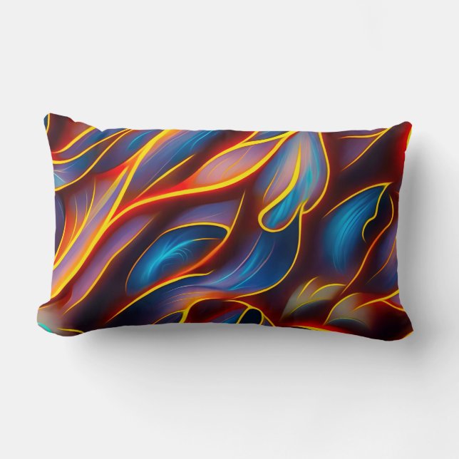 Abstract Swirl Blue Red Flames Lumbar Cushion (Front)