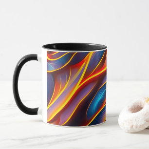 Abstract Swirl Blue Red Flames Mug