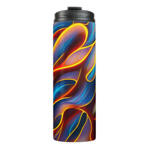 Abstract Swirl Blue Red Flames Thermal Tumbler