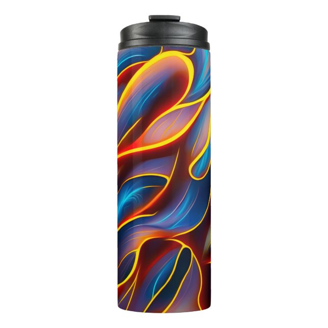 Abstract Swirl Blue Red Flames Thermal Tumbler (Front)