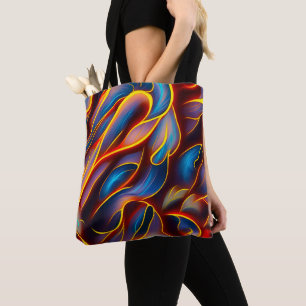 Abstract Swirl Blue Red Flames Tote Bag