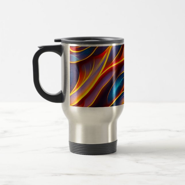 Abstract Swirl Blue Red Flames Travel Mug (Left)