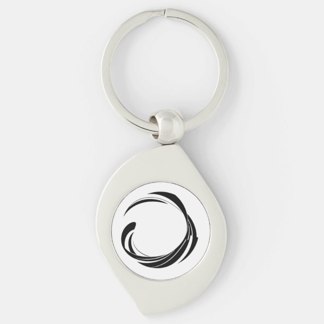 Abstract Swirl Circle Design – curved ring artwork Key Ring (Front)