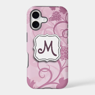 Abstract Swirl Floral Lavender Grapes and Monogram