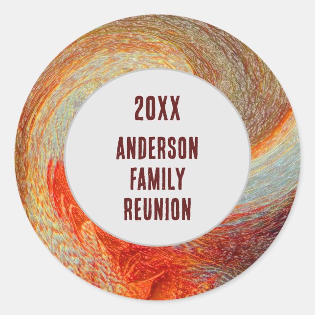 Abstract Swirl Groovy Annual Family Reunion Classic Round Sticker (Front)