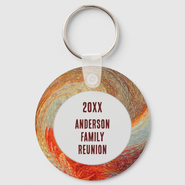 Abstract Swirl Groovy Annual Family Reunion Key Ring (Front)