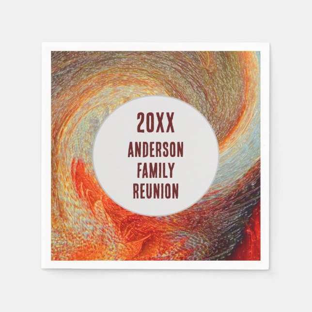 Abstract Swirl Groovy Annual Family Reunion Napkin (Front)
