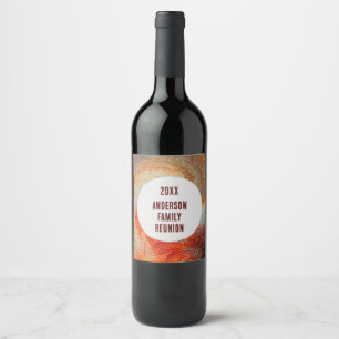 Abstract Swirl Groovy Vibrant Family Reunion Wine Label