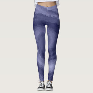 Abstract swirl liquid blue violet navy modern prin leggings
