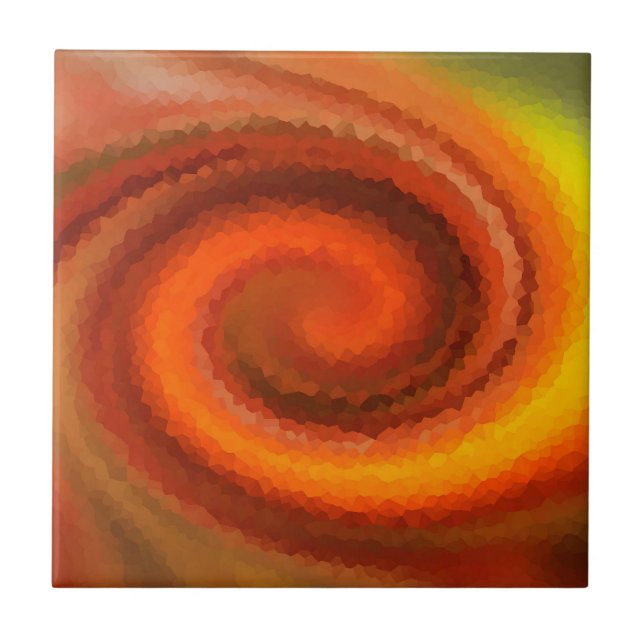 Abstract swirl liquid orange brown fire modern pri ceramic tile (Front)