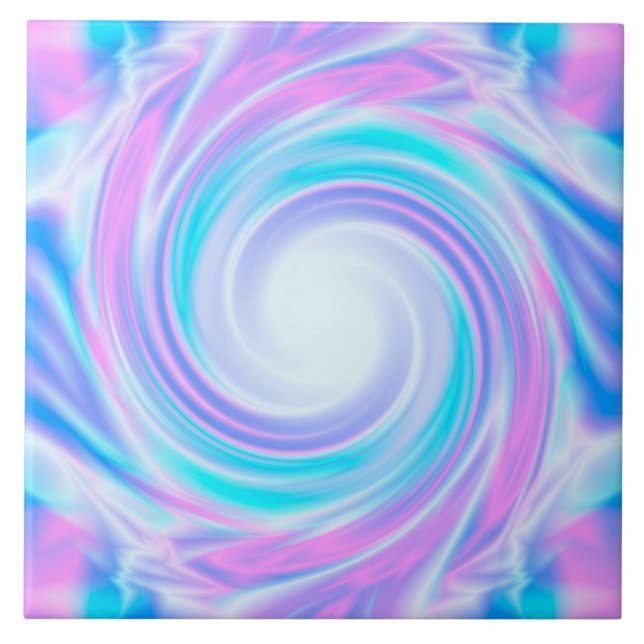 Abstract swirl liquid pastel purple colours print ceramic tile (Front)
