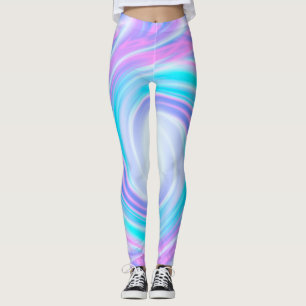 Abstract swirl liquid pastel purple colours print leggings