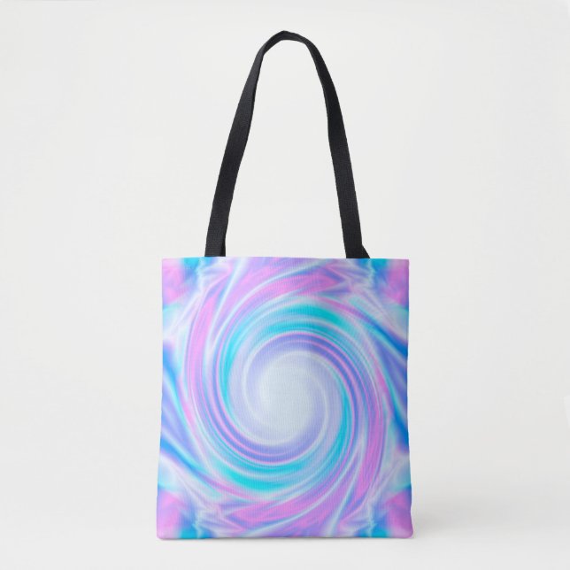 Abstract swirl liquid pastel purple colours print tote bag (Front)
