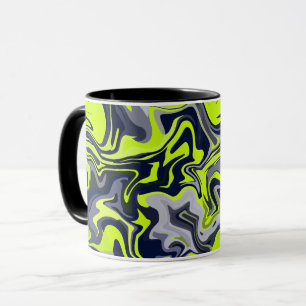 Abstract Swirl of Green, Grey, and Black Mug