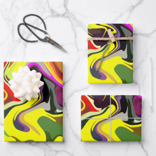 Abstract Swirl of Vibrant Colours Wrapping Paper Sheet
