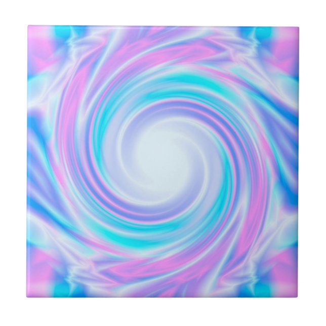 Abstract swirl pastel purple colours print ceramic tile (Front)