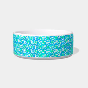 Abstract Swirl pattern - Blue, Jade green & White Bowl