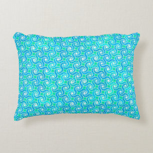 Abstract Swirl pattern - Blue, Jade green & White Decorative Cushion