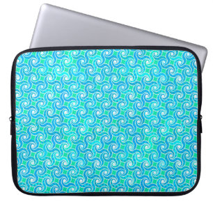 Abstract Swirl pattern - Blue, Jade green & White Laptop Sleeve