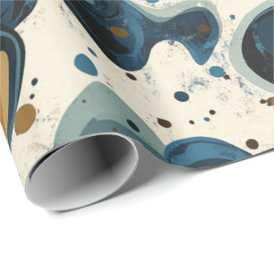 Abstract Swirl Pattern in Earthy Blues for Dad Wrapping Paper