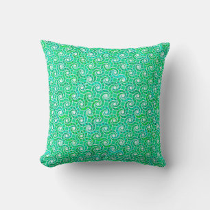 Abstract swirl pattern - shades of jade green cushion