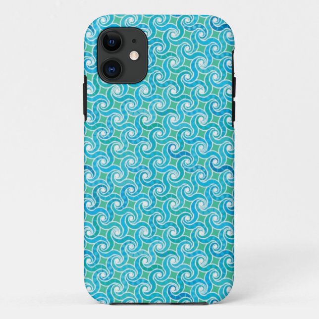 Abstract swirl pattern, turquoise, green, blue Case-Mate iPhone case (Back)