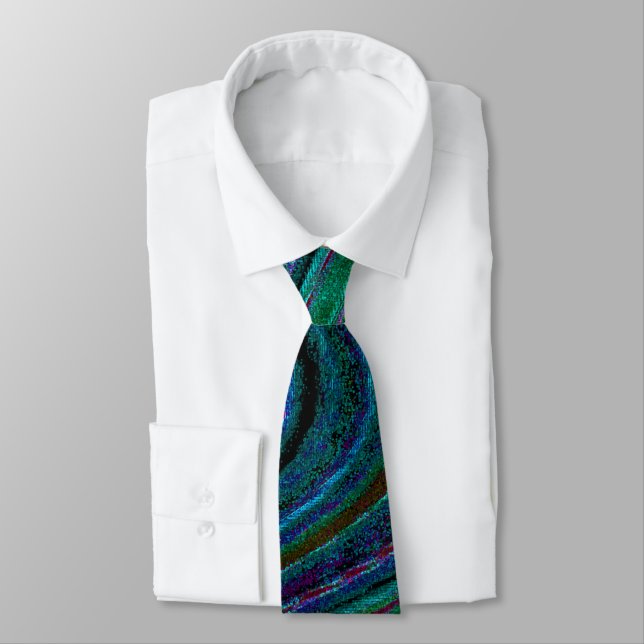 Abstract Swirl Patterns Green Blue Colourful Swirl Tie (Tied)