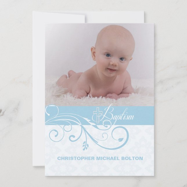 Abstract Swirl Photo Religious Invitation (Front)