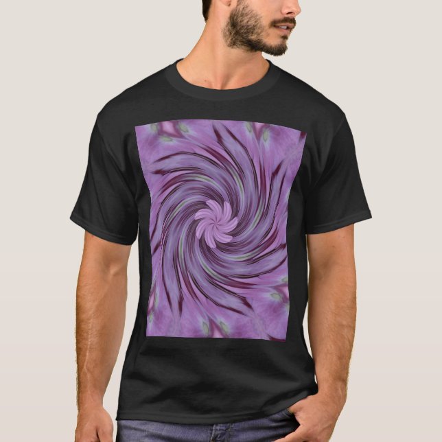 Abstract Swirl Pink Hydrangea Floral Pattern T-Shirt (Front)