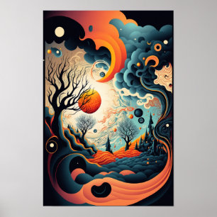 Abstract Swirl Poster   Retro Psychedelic 2
