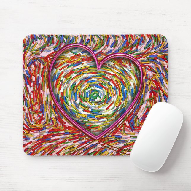 Abstract Swirl Sprinkles Heart Mouse Pad (With Mouse)