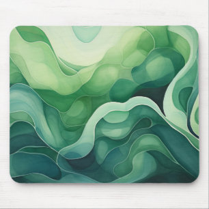 Abstract Swirled Shades of Green Mouse Pad