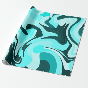 Abstract Swirling Aqua and Teal Design Wrapping Paper