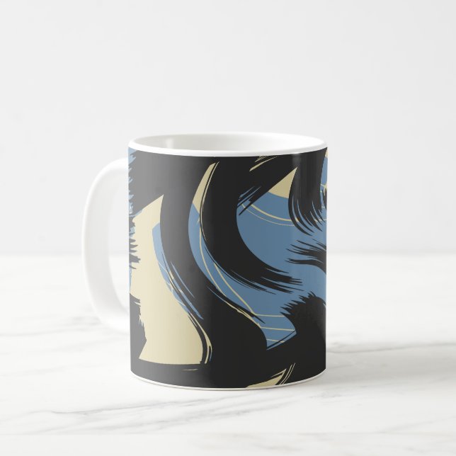 Abstract Swirling Brushstroke Design Coffee Mug (Front Left)