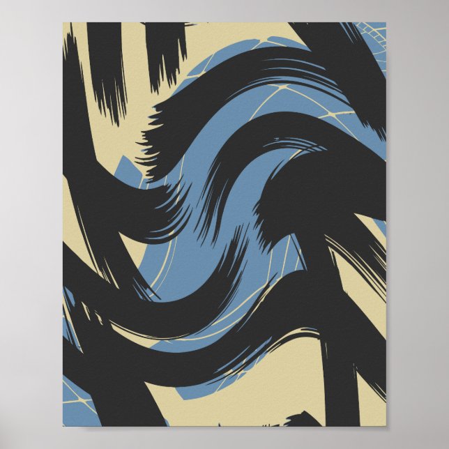 Abstract Swirling Brushstroke Design Poster (Front)