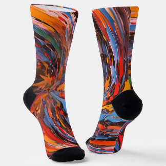 Abstract Swirling Colourful Paint Artwork Socks