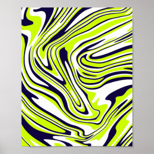 Abstract Swirling in Green, Black, & White Poster
