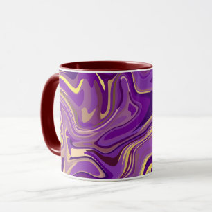 Abstract Swirling Marble Design in Purple & Yellow Mug