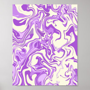 Abstract Swirling Marble in Shades of Purple Poster