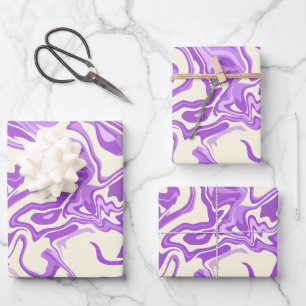 Abstract Swirling Marble in Shades of Purple Wrapping Paper Sheet