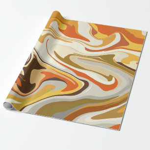 Abstract Swirling Orange and Beige Design Wrapping Paper