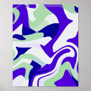 Abstract Swirling Pattern in Cool Tones Poster