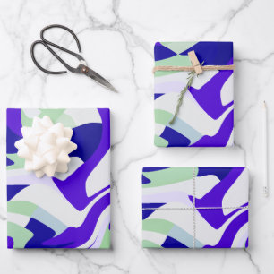 Abstract Swirling Pattern in Cool Tones Wrapping Paper Sheet