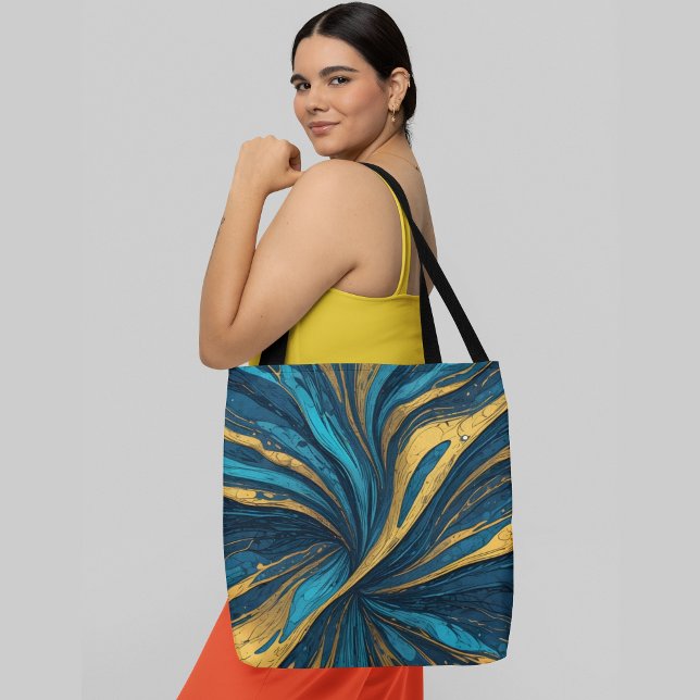 Abstract swirling pattern with shades of blue tote bag (Creator Uploaded)