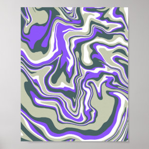 Abstract Swirling Purple and Green Pattern Poster