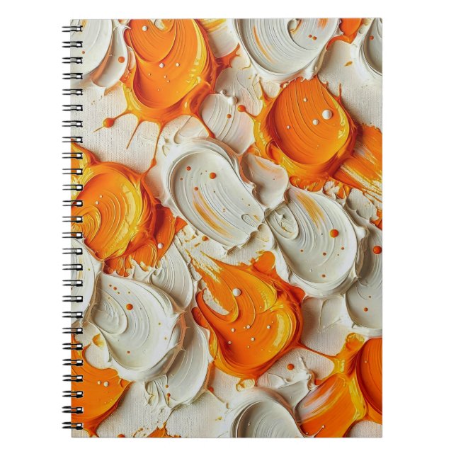 Abstract Swirling Teal and Orange Glossy Fluid Spl Notebook (Front)