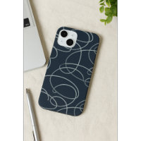 Abstract Swirling Vine | Minimalist Line Art Navy