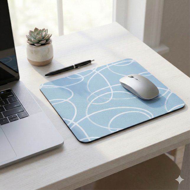 Abstract Swirling Vine | Modern Texture Desk Blue Mouse Pad (Creator Uploaded)