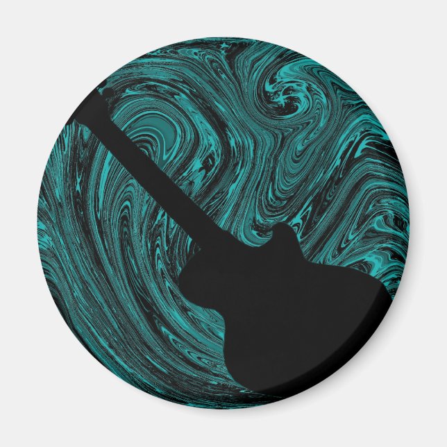 Abstract Swirls Guitar Magnet, Teal Magnet (Front)