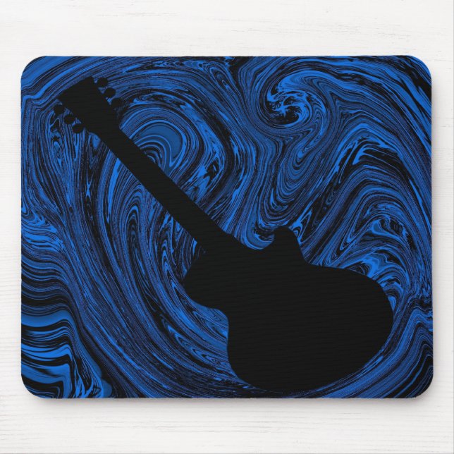 Abstract Swirls Guitar Mousepad, Blue Mouse Pad (Front)
